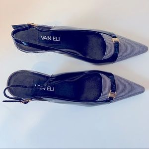 Vaneli Black & White with Black Patent Trim Pumps